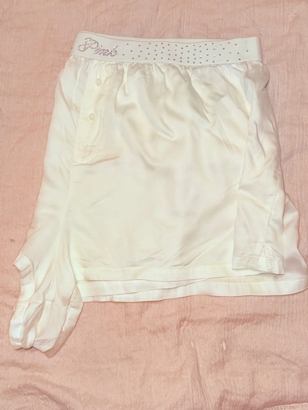 PINK Victoria's Secret Satin Boxer Short Set of 3 in Black, Light Blue & Cream